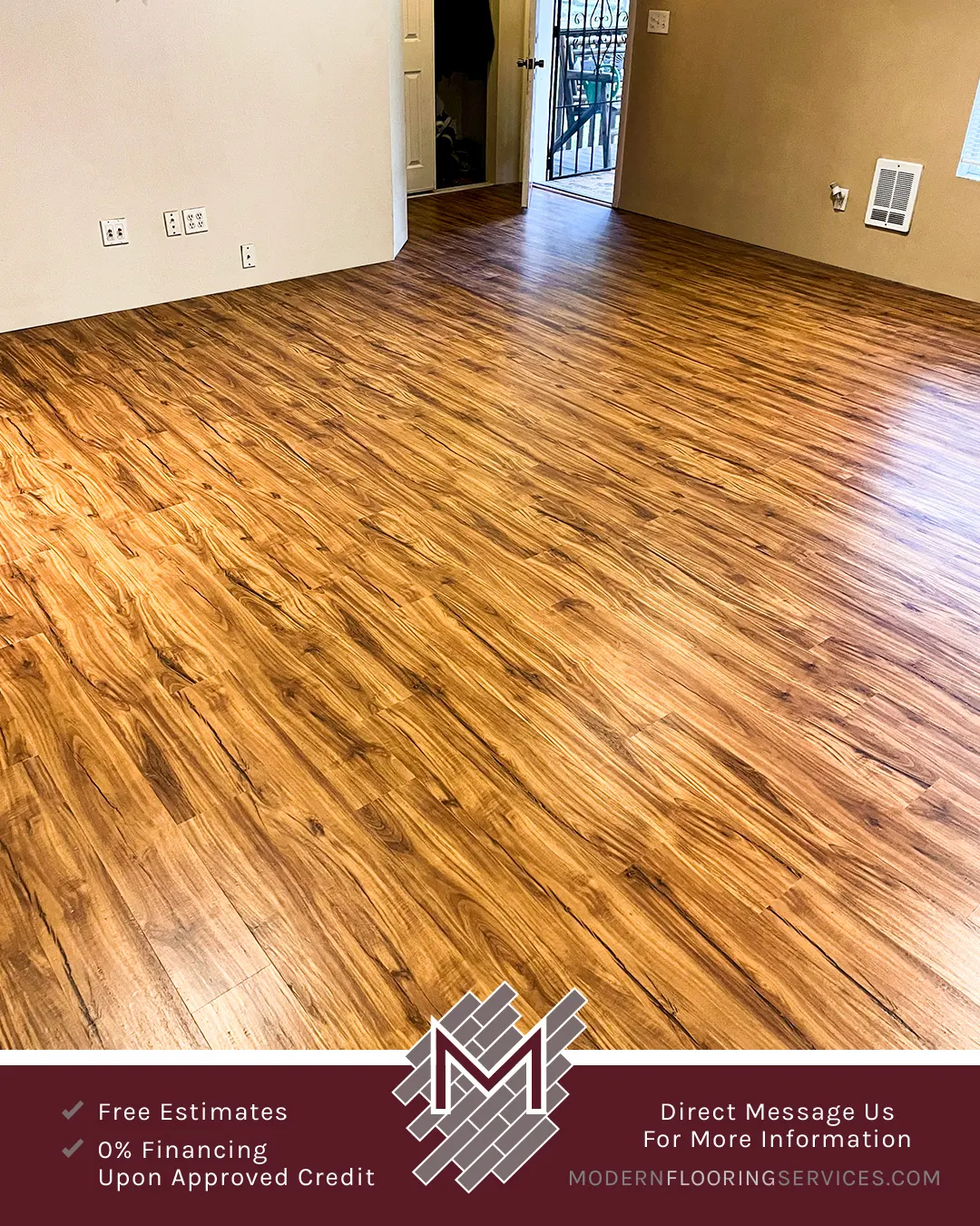 Tranquility Ultra Golden Teak Waterproof Luxury Vinyl Plank Flooring Installation.