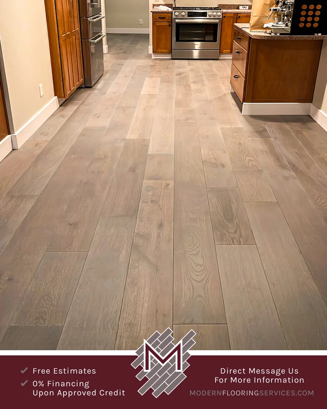 White Oak Engineered Hardwood Flooring Installation By Modern Flooring Services.
