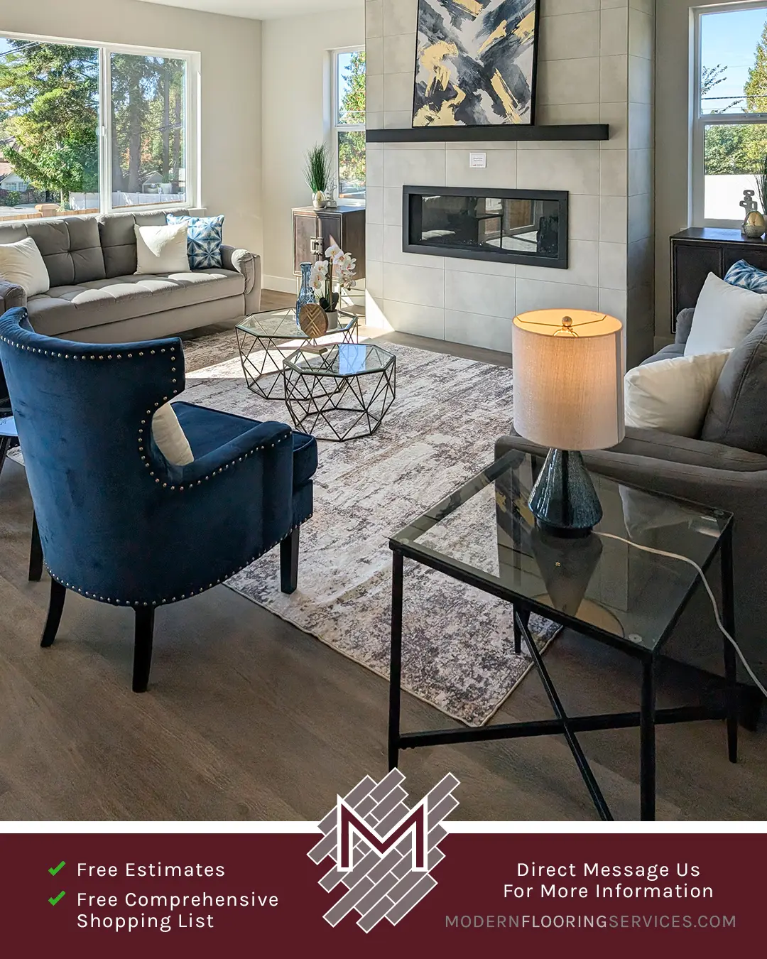 Fireplace Backsplash Tile Installation By Modern Flooring Services.