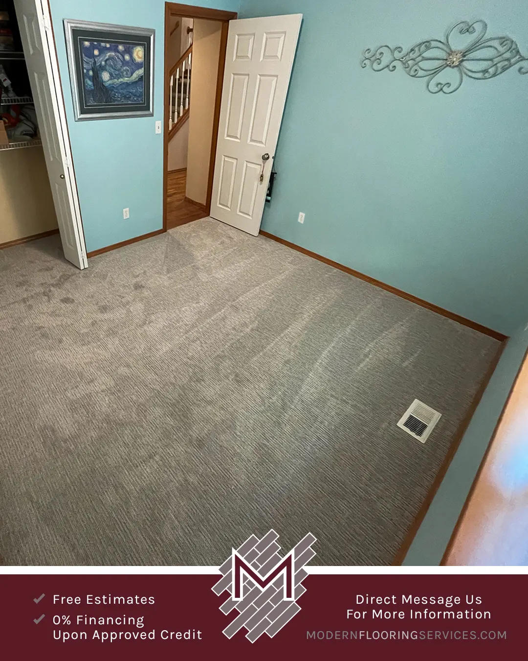 New Carpet and Vinyl Flooring Installation.