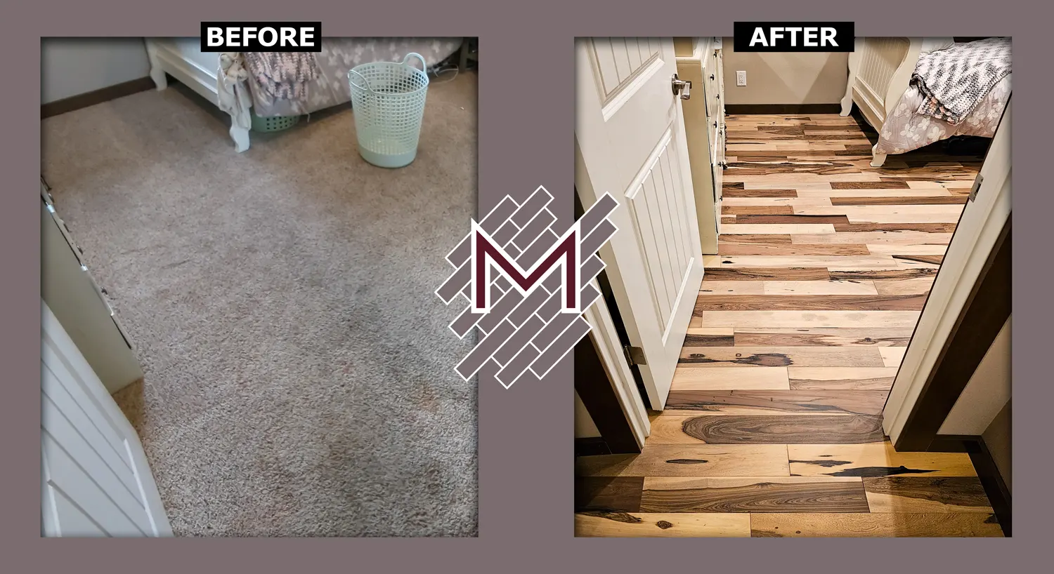 Before and After. Brazilian Pecan Natural Solid Hardwood Flooring Installation by Modern Flooring Services.